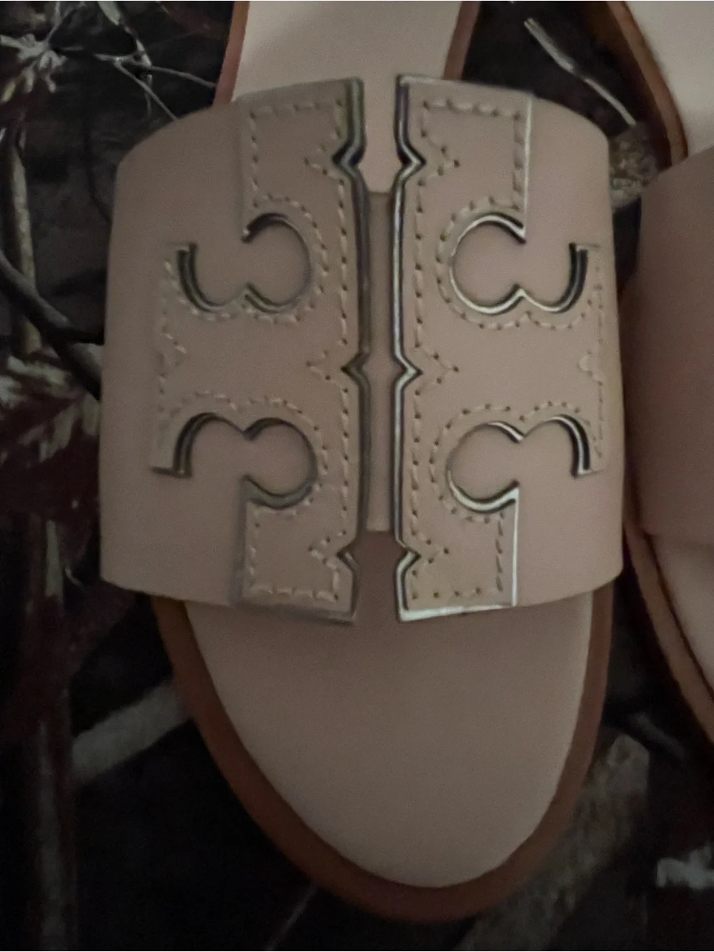 Tory Burch sea shell pink Logo Slide Sandals